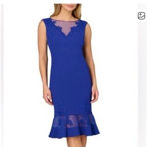 Aidan Mattox by Adrianna Papell Cobalt Blue Lace Cocktail Dress Size 2